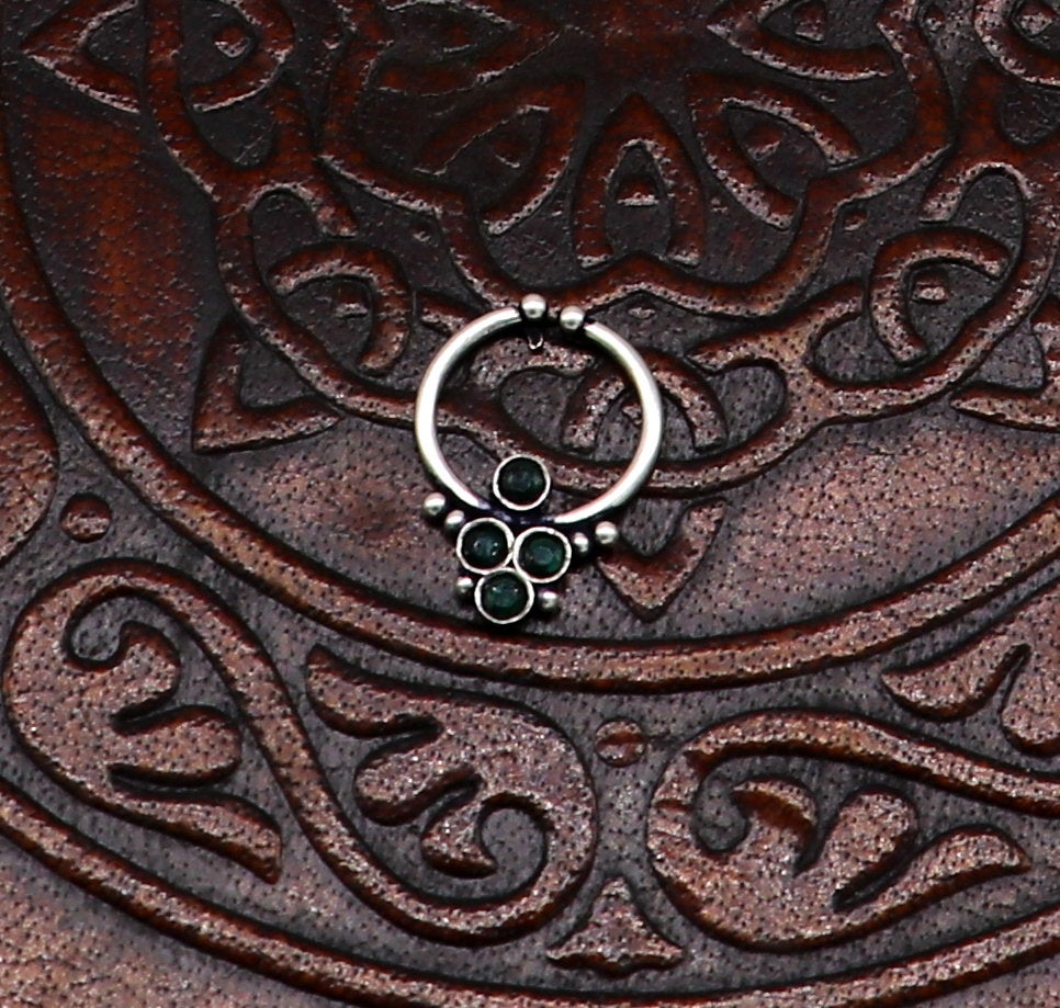 925 fine silver septum ring, septum nose ring, non piercing clip on nose ring, excellent delicate customized tribal Indian nose ring sptm23 - TRIBAL ORNAMENTS