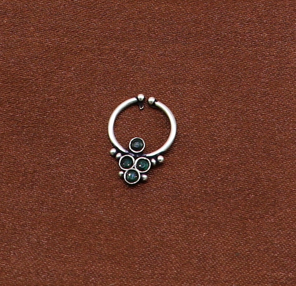 925 fine silver septum ring, septum nose ring, non piercing clip on nose ring, excellent delicate customized tribal Indian nose ring sptm23 - TRIBAL ORNAMENTS