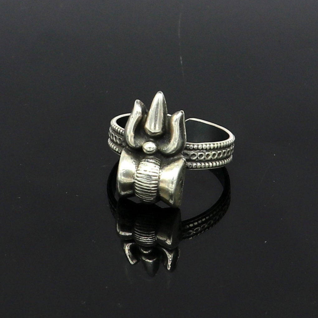 925 sterling silver gorgeous customized lord shiva Trident ring, excellent trident trushul adjustable ring band unisex jewelry sr286 - TRIBAL ORNAMENTS