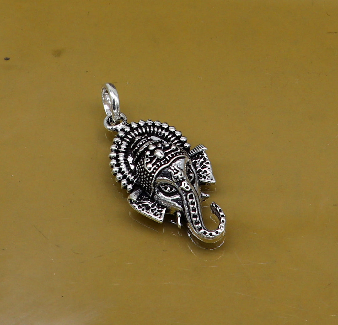 925 fine pure silver fabulous Ganesha idol pendant, unique stylish customized pendant, best gifting fancy oxidized pendant necklace ssp401 - TRIBAL ORNAMENTS
