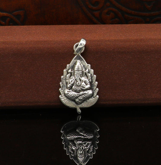 925 fine pure silver leaf Ganesha idol pendant, unique stylish customized pendant, best gifting vintage style pendant necklace ssp416 - TRIBAL ORNAMENTS