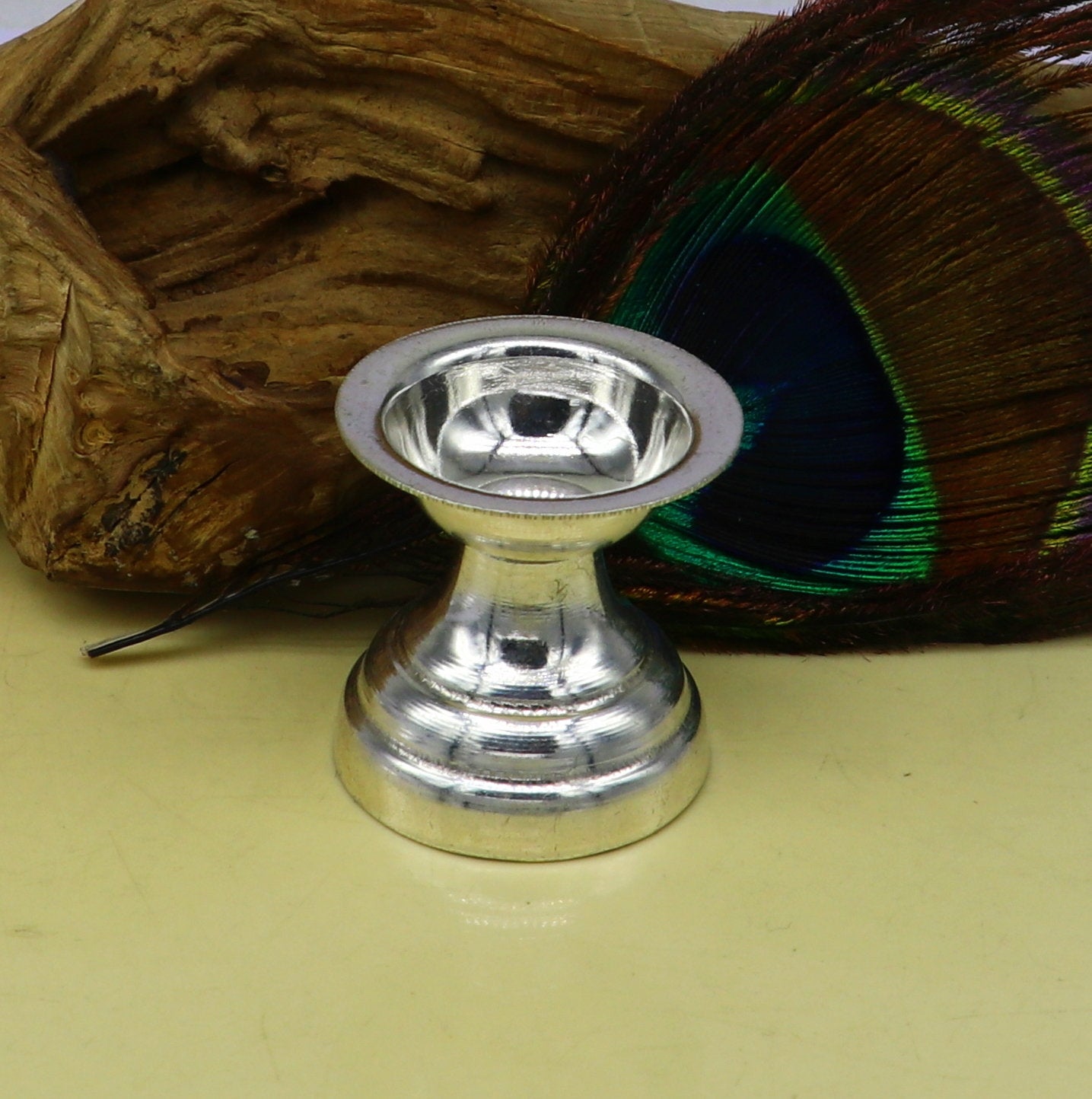 999 pure silver handmade elegant oil lamp, silver home temple utensils, silver diya, deepak, silver vessels, silver art decorative art su082 - TRIBAL ORNAMENTS