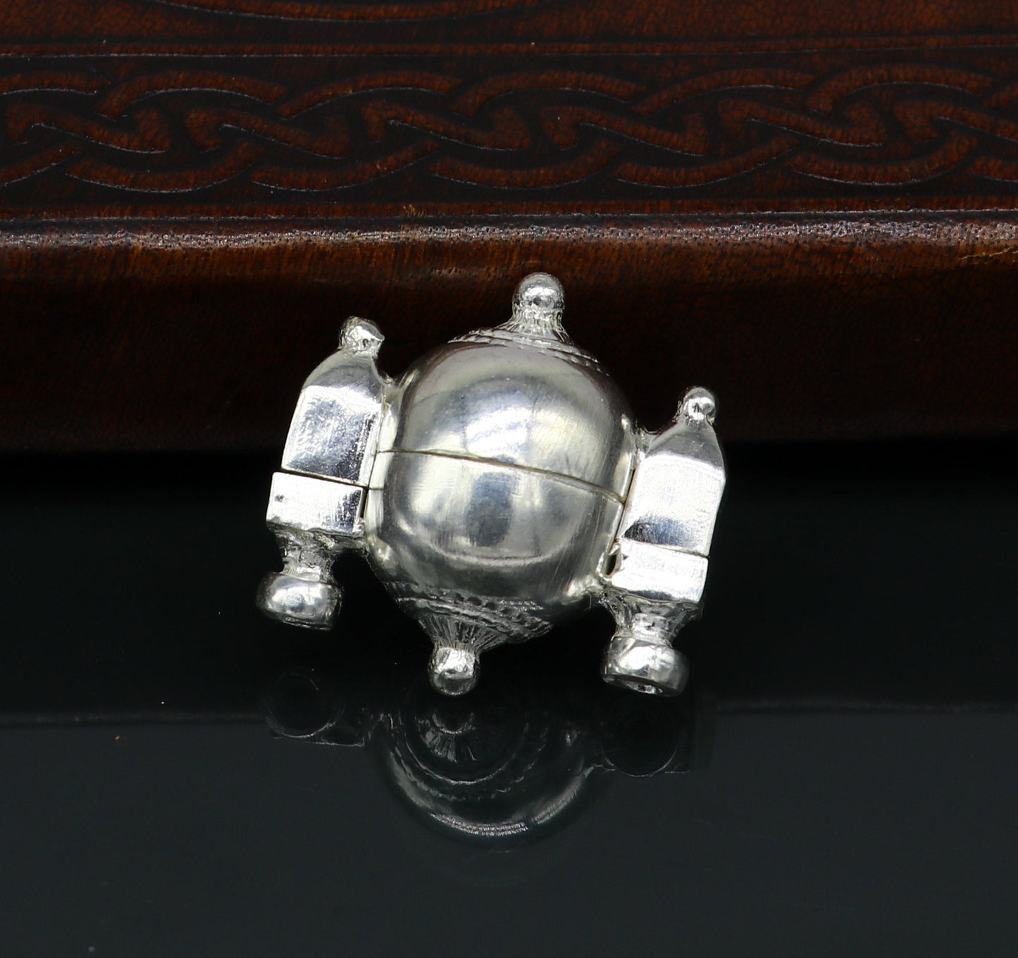 Sterling silver customized designer lord Shiva lingam box, unique rare stylish fancy box pendant, casket box south india jewelry nsp419 - TRIBAL ORNAMENTS