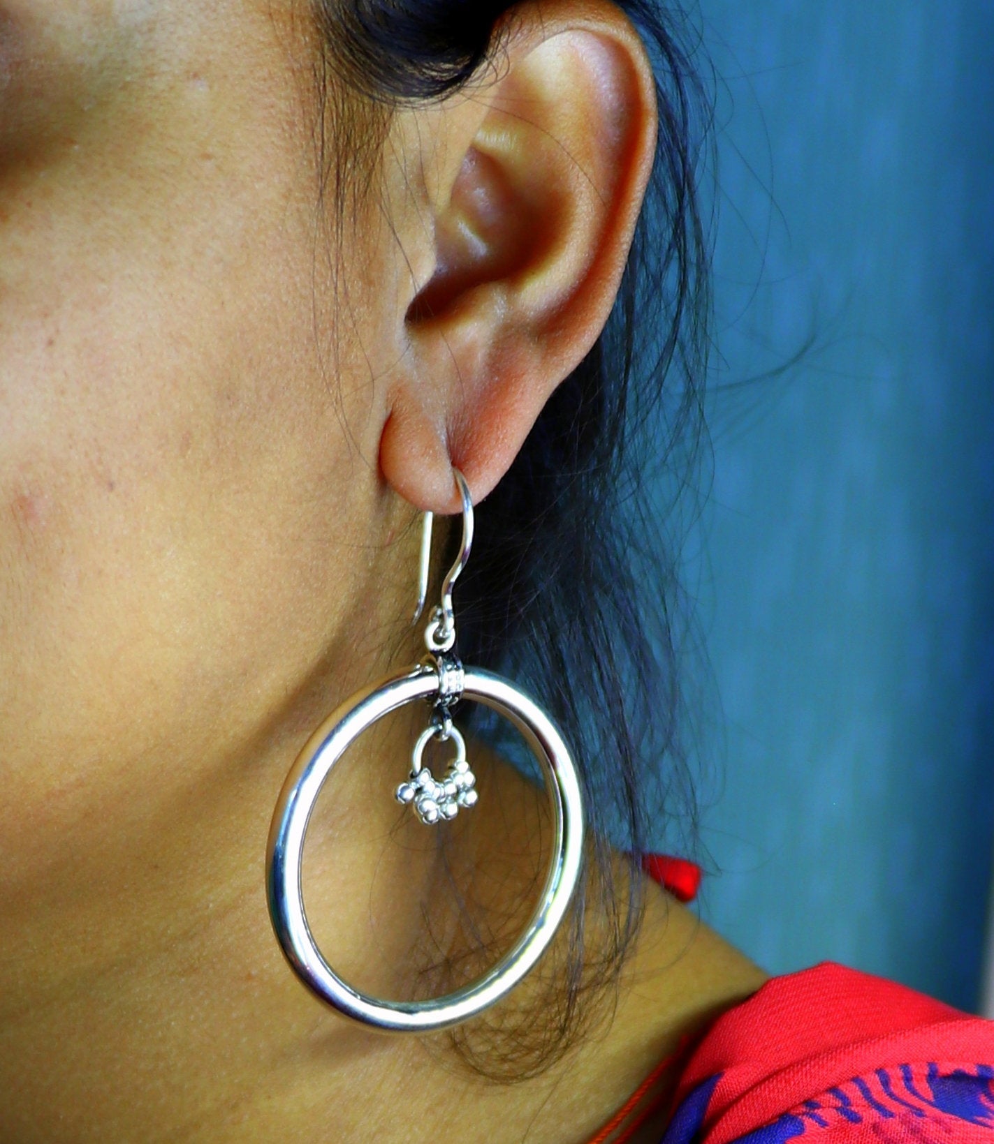 925 fine sterling silver customized round circle hoops earring, beautiful brides wedding earrings drop dangle charm jewelry ear607 - TRIBAL ORNAMENTS