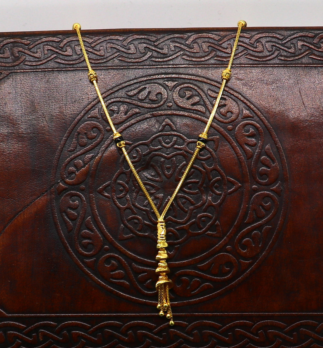 22kt fine yellow gold handmade customized design chain necklace stylish mangalsutra, gorgeous brides wedding party jewelry collection mch01 - TRIBAL ORNAMENTS