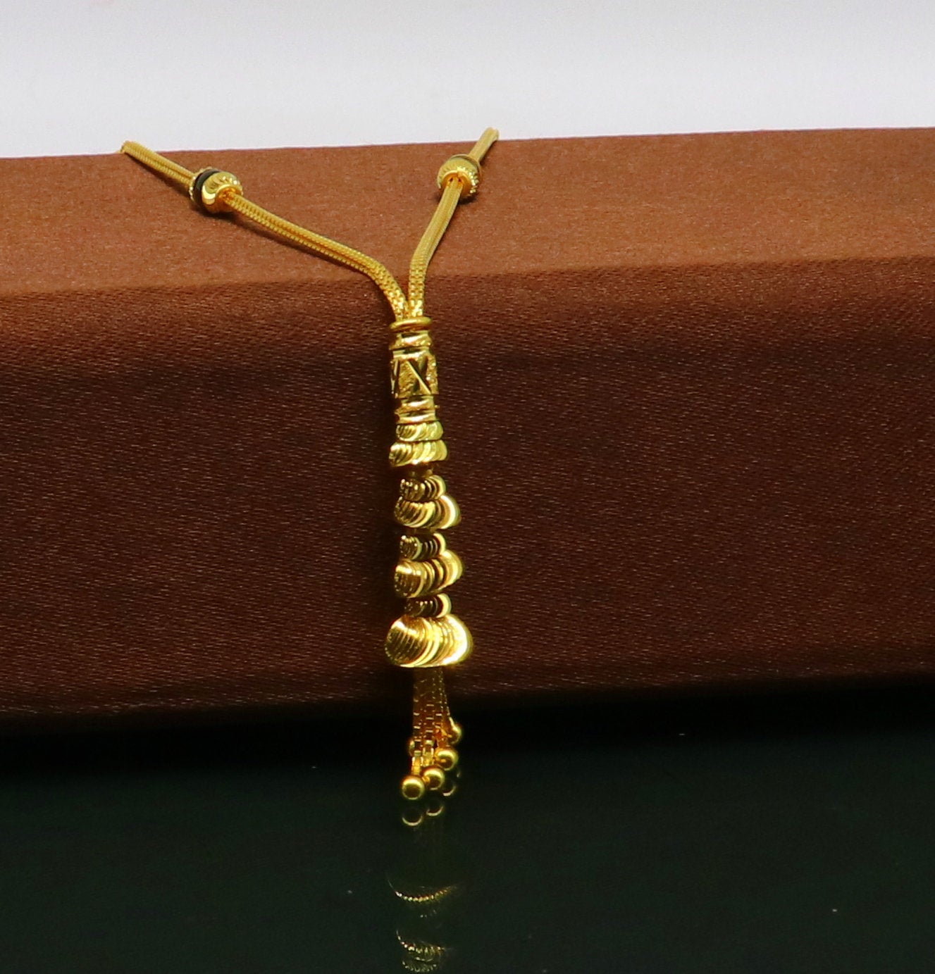 22kt fine yellow gold handmade customized design chain necklace stylish mangalsutra, gorgeous brides wedding party jewelry collection mch01 - TRIBAL ORNAMENTS