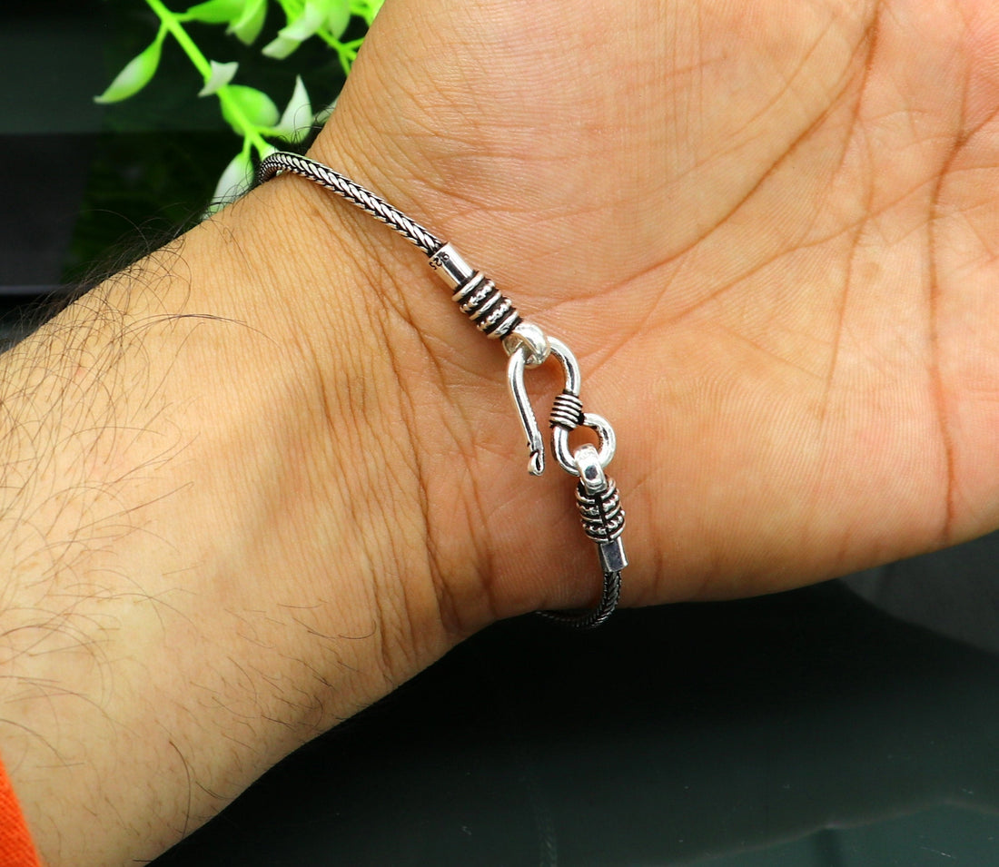 7" Fine 925 sterling silver handmade solid wheat chain bracelet, elegant stylish bracelet, silver jewelry, best gift girl's bracelet nsbr255 - TRIBAL ORNAMENTS