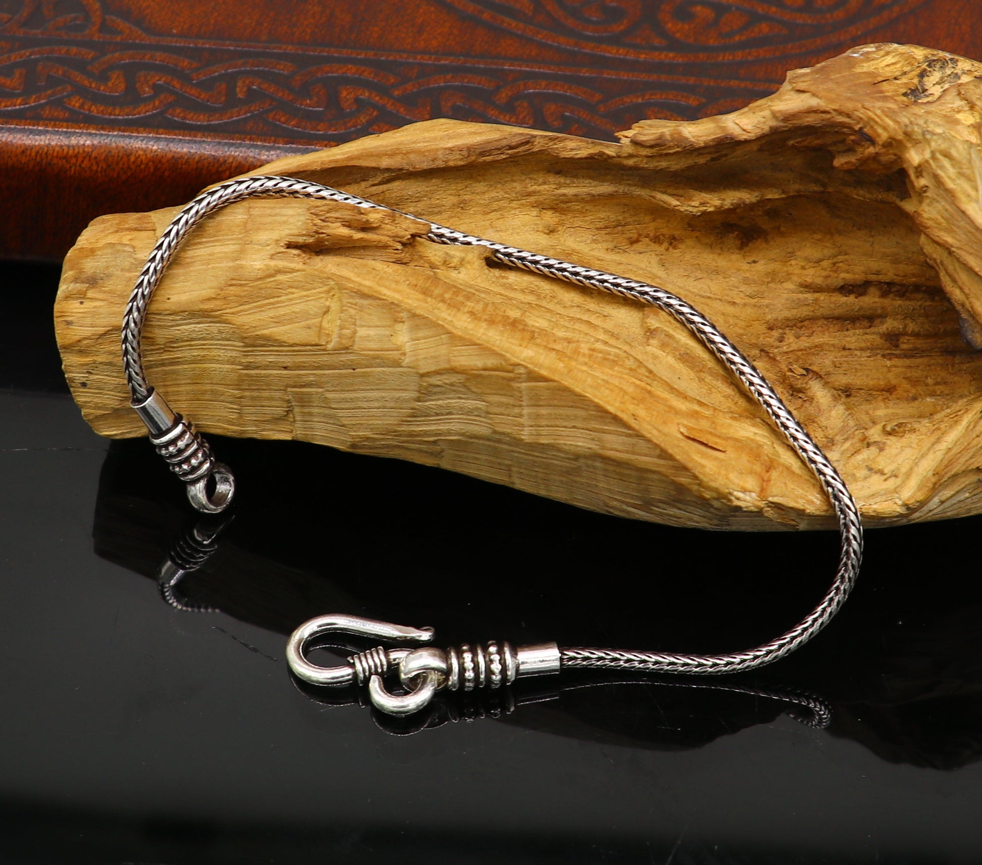 7" Fine 925 sterling silver handmade solid wheat chain bracelet, elegant stylish bracelet, silver jewelry, best gift girl's bracelet nsbr255 - TRIBAL ORNAMENTS