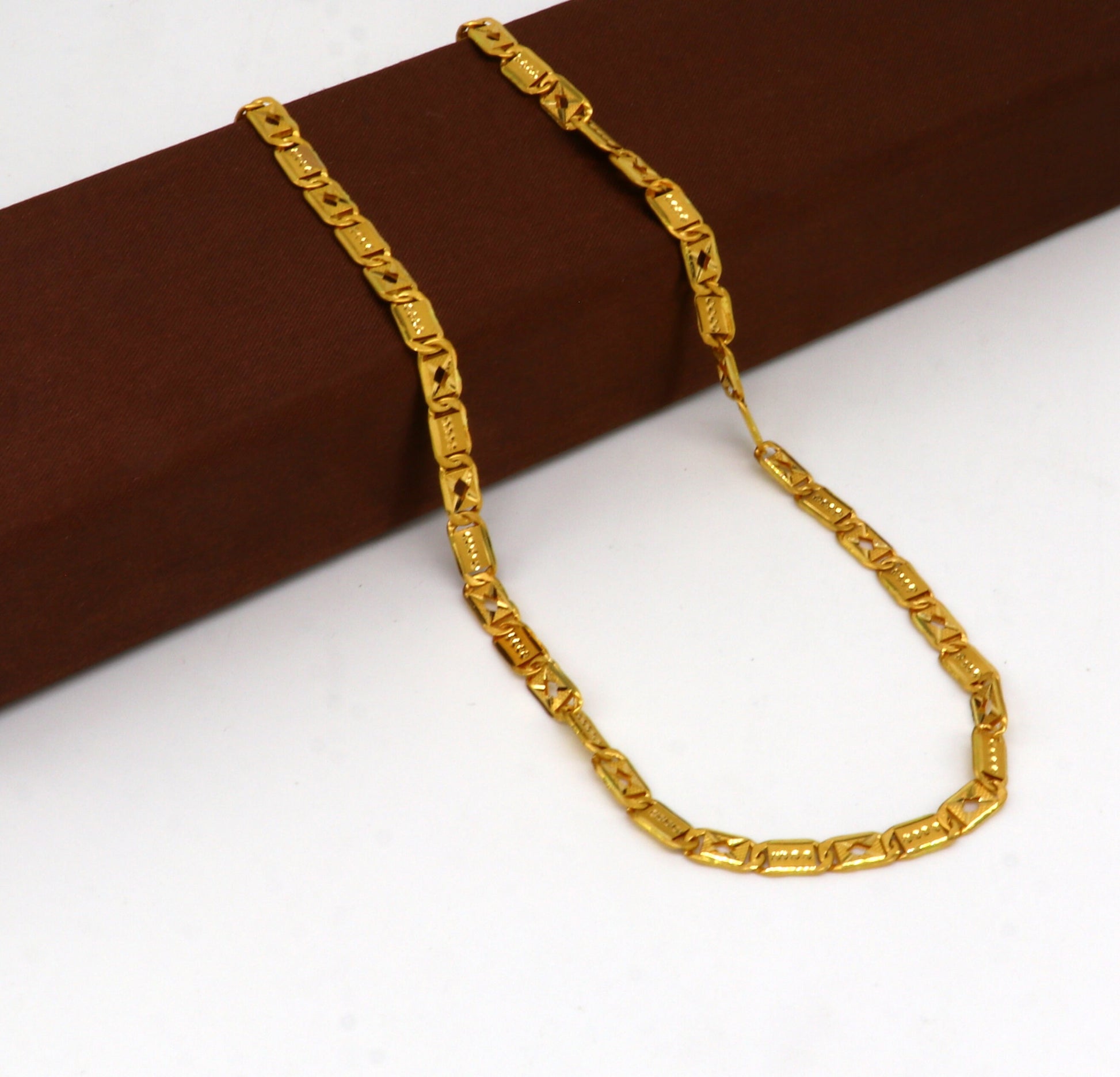 22kt yellow gold royal nawabi baht chain, bar chain, fabulous customized men's chain, men's personalized gifting chain necklace india - TRIBAL ORNAMENTS