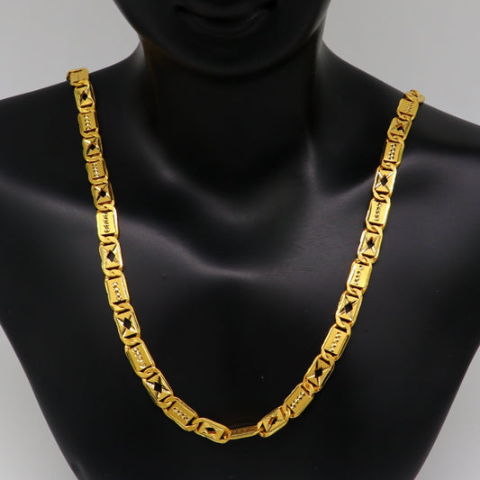 22kt yellow gold royal nawabi baht chain, bar chain, fabulous customized men's chain, men's personalized gifting chain necklace india - TRIBAL ORNAMENTS