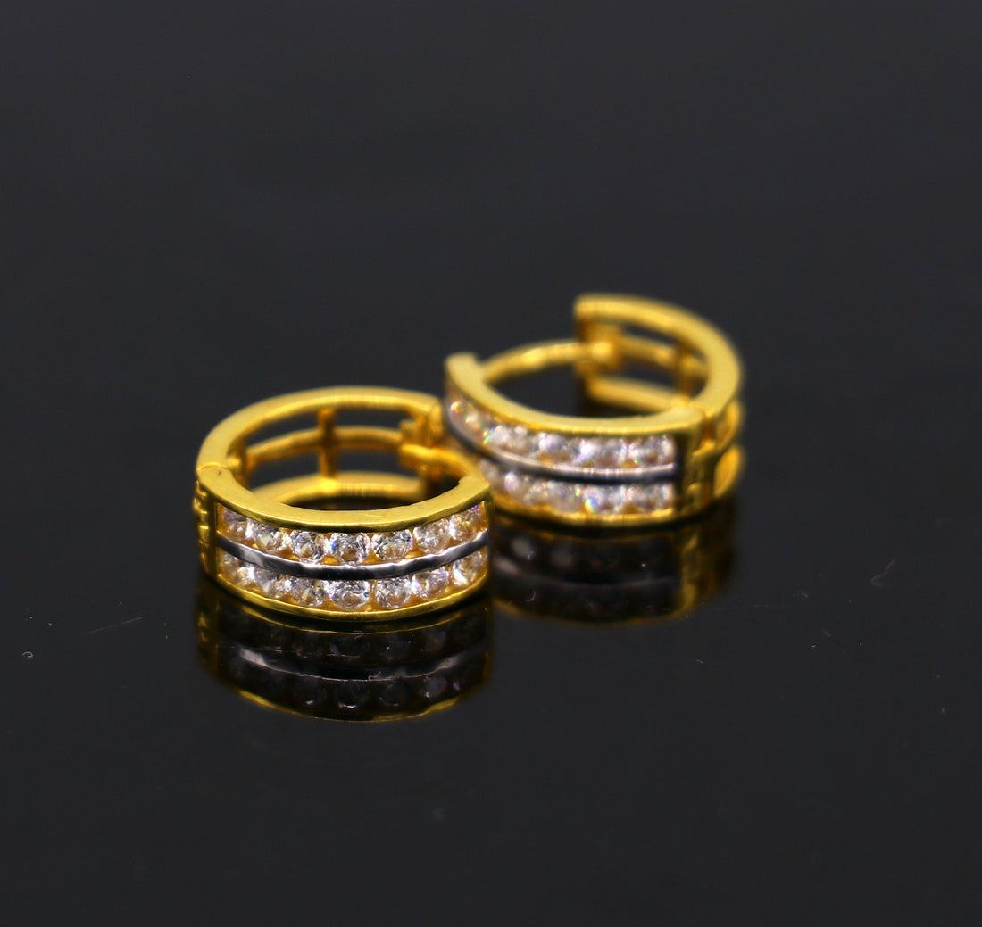 Genuine 18 kt fine yellow gold gorgeous hoops earring bali, gorgeous customized hook earring bali ear plug unisex dainty jewelry ho72 - TRIBAL ORNAMENTS