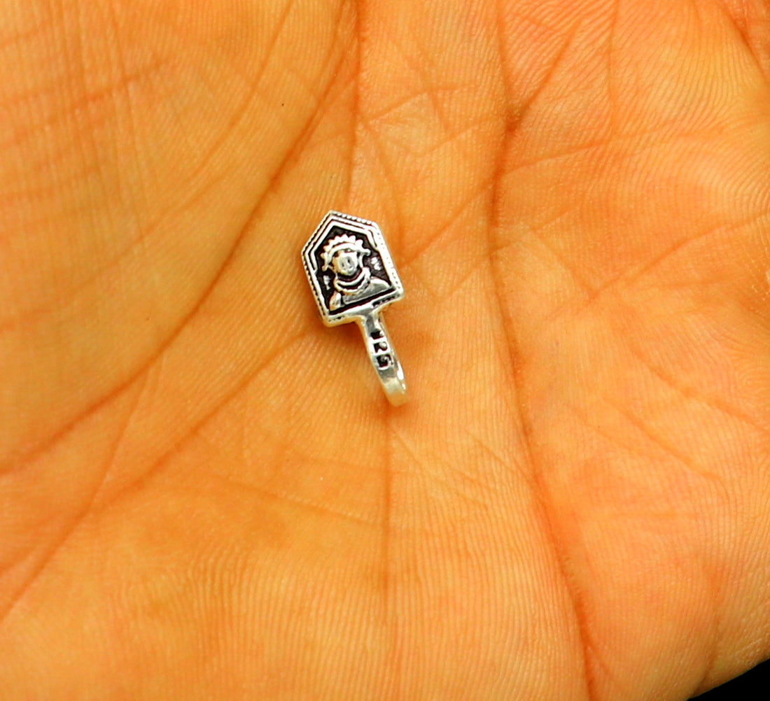 925 Sterling silver tribal deity nose pin, pure silver clip on nose pin, without piercing nose stud, party wear nose pin jewelry np124 - TRIBAL ORNAMENTS