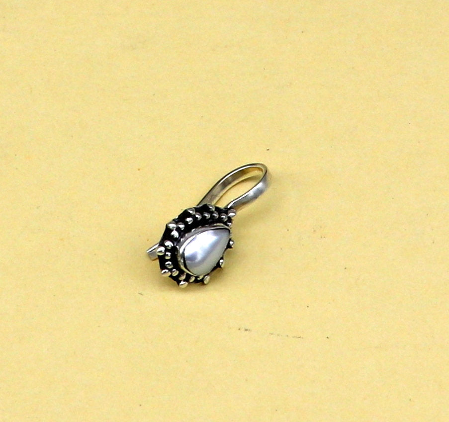 925 Sterling silver mother pearl nose pin, pure silver clip on nose pin, without piercing nose stud, party wear nose pin jewelry np131 - TRIBAL ORNAMENTS