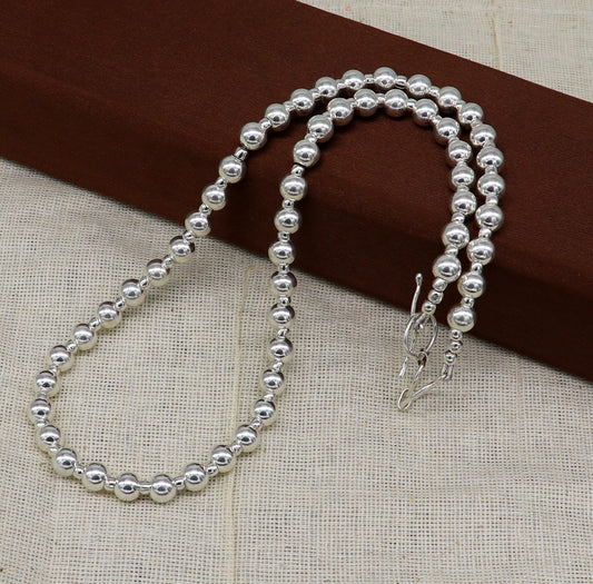 925 sterling silver fabulous plain shiny beaded necklace, modern trendy stylish fancy wedding brides jewelry, best choker necklace nec137 - TRIBAL ORNAMENTS