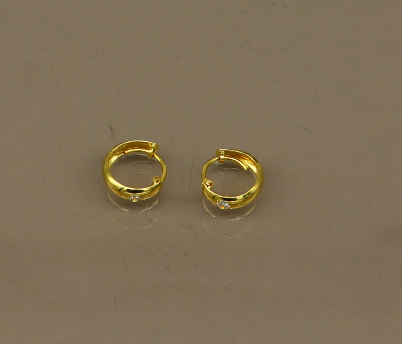 Mini Black Gold Polish Diamond Hoops Earrings