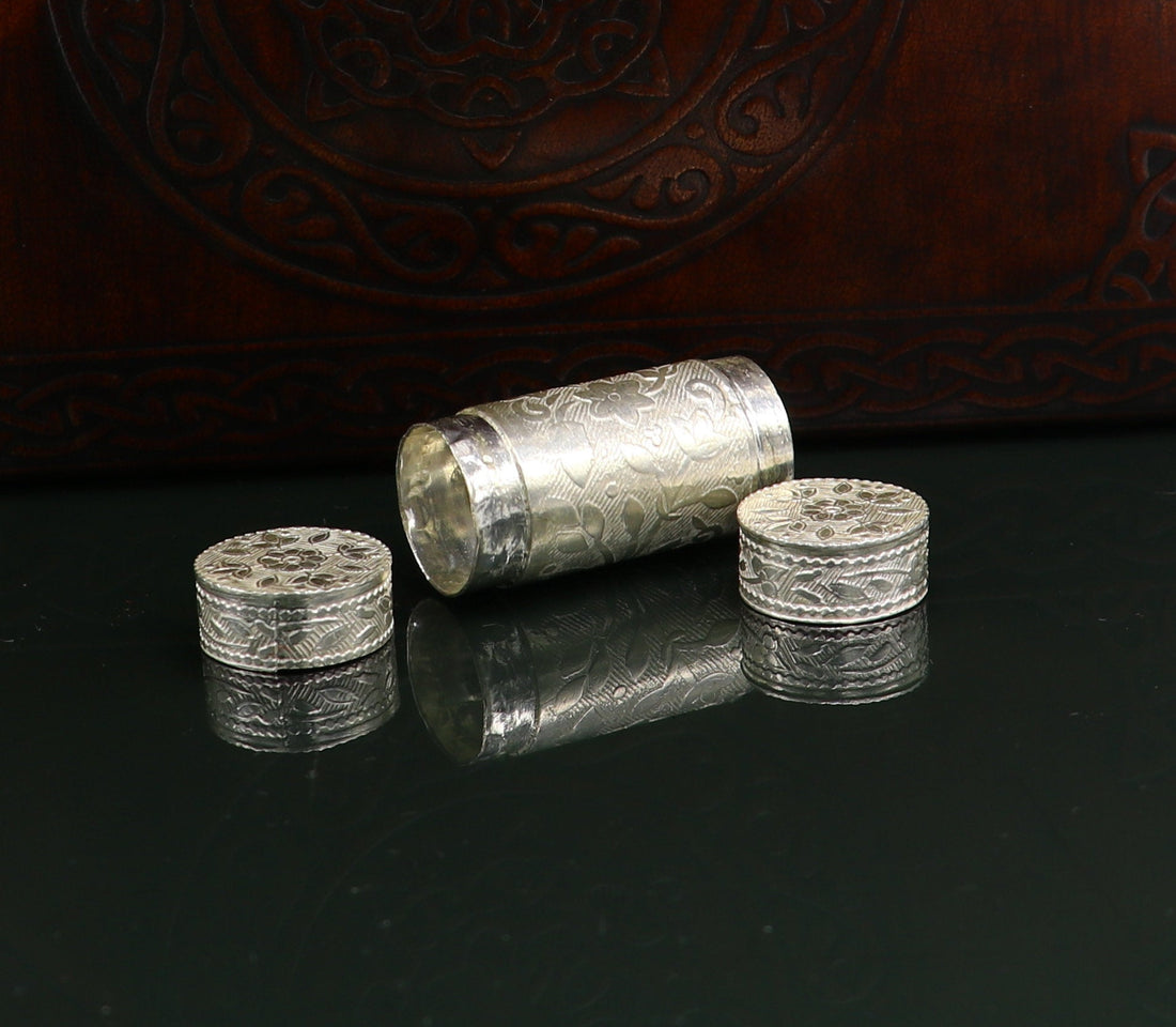 925 fine solid silver handmade small tobacco box, fennel box office & home, storage box silver utensils, silver box, men's accessories su152 - TRIBAL ORNAMENTS