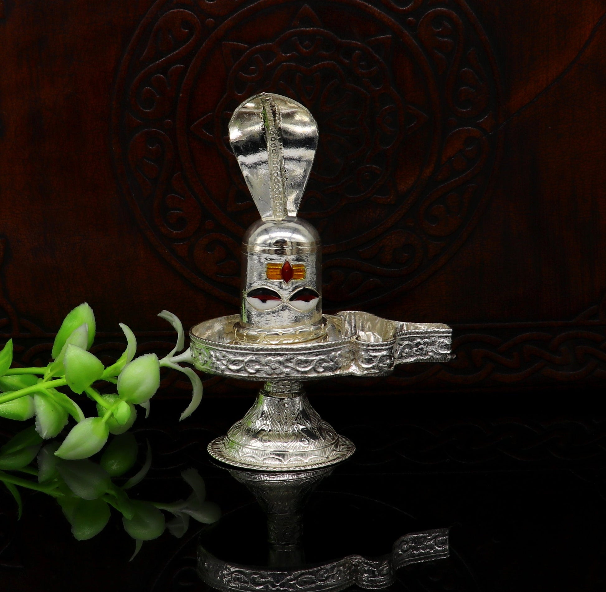 925 sterling silver handmade small Lord shiva-Linga Stand, silver utensil, silver puja temple art, shiva lingam stand with serpent su160 - TRIBAL ORNAMENTS