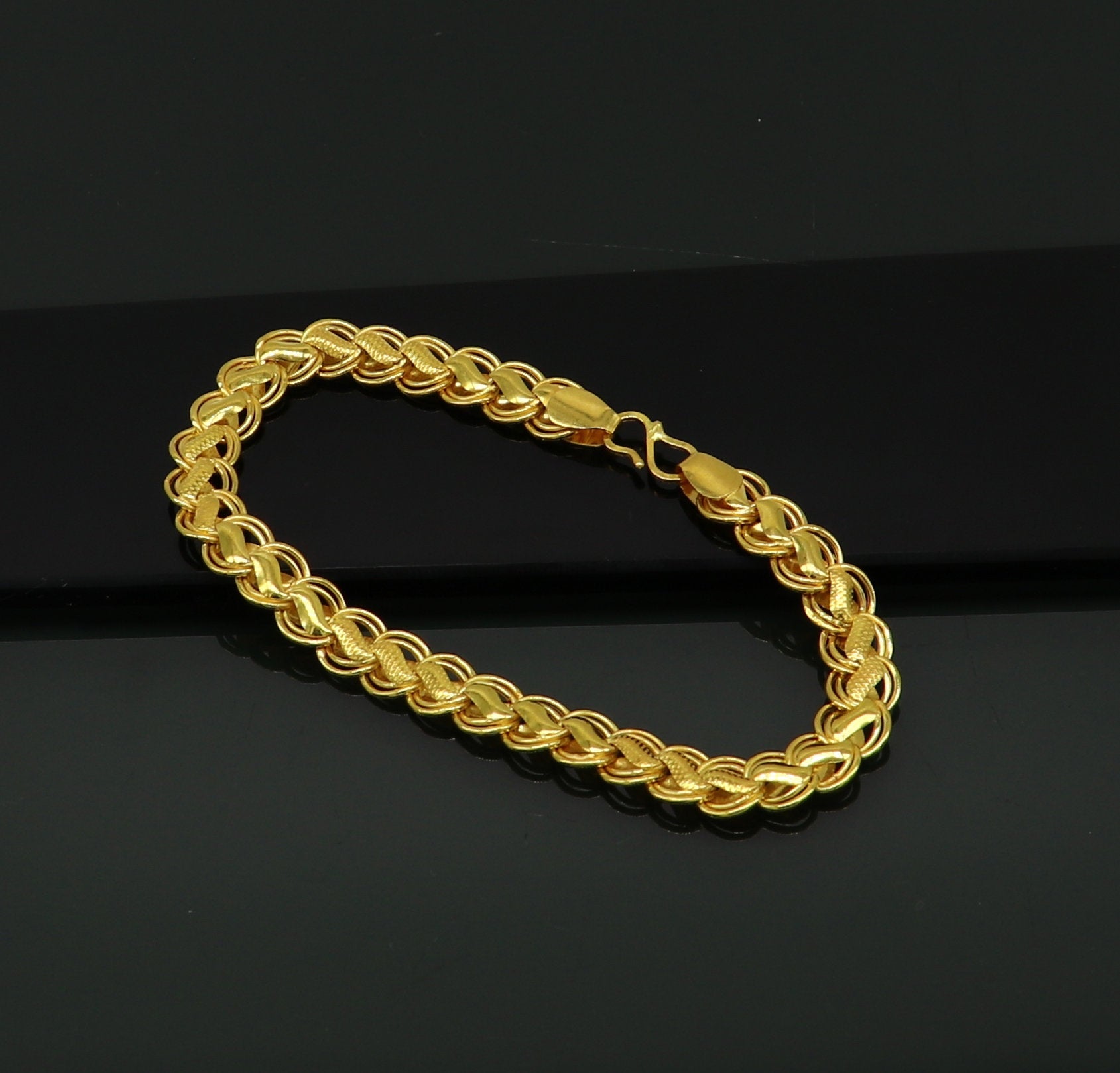 22kt yellow gold customized designer lotus bracelet, all sizes gifting bracelet, new fancy stylish bracelet unisex jewelry br50 - TRIBAL ORNAMENTS