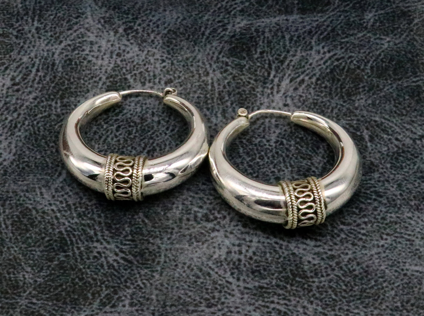 Vintage 925 sterling silver fabulous vintage plain design elegant hoops earrings kundal tribal belly dance brides maid dainty jewelry ear613 - TRIBAL ORNAMENTS