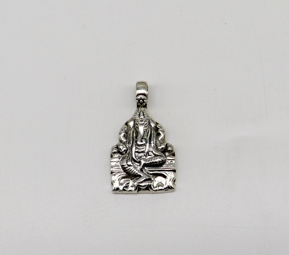 925 fine pure silver Idol god Ganesha pendant, unique stylish customized pendant, best gifting fancy oxidized pendant necklace ssp405 - TRIBAL ORNAMENTS