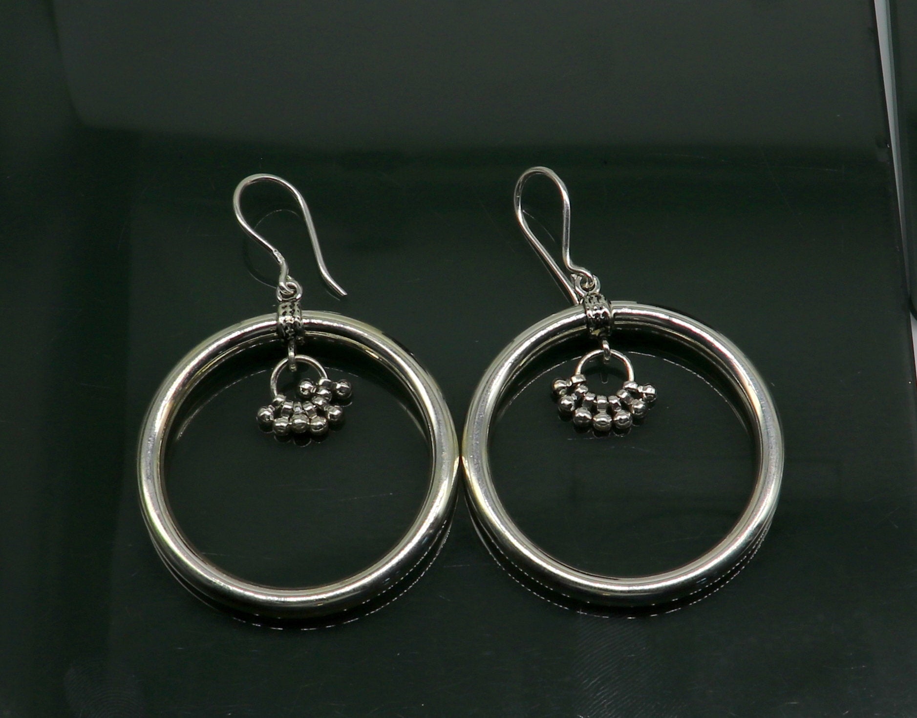 925 fine sterling silver customized round circle hoops earring, beautiful brides wedding earrings drop dangle charm jewelry ear607 - TRIBAL ORNAMENTS