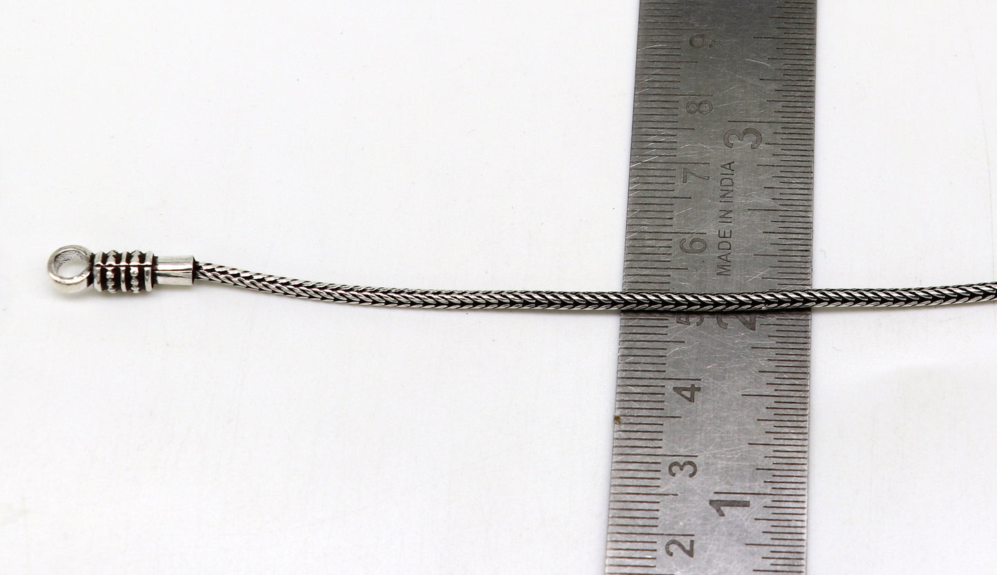 7" Fine 925 sterling silver handmade solid wheat chain bracelet, elegant stylish bracelet, silver jewelry, best gift girl's bracelet nsbr255 - TRIBAL ORNAMENTS