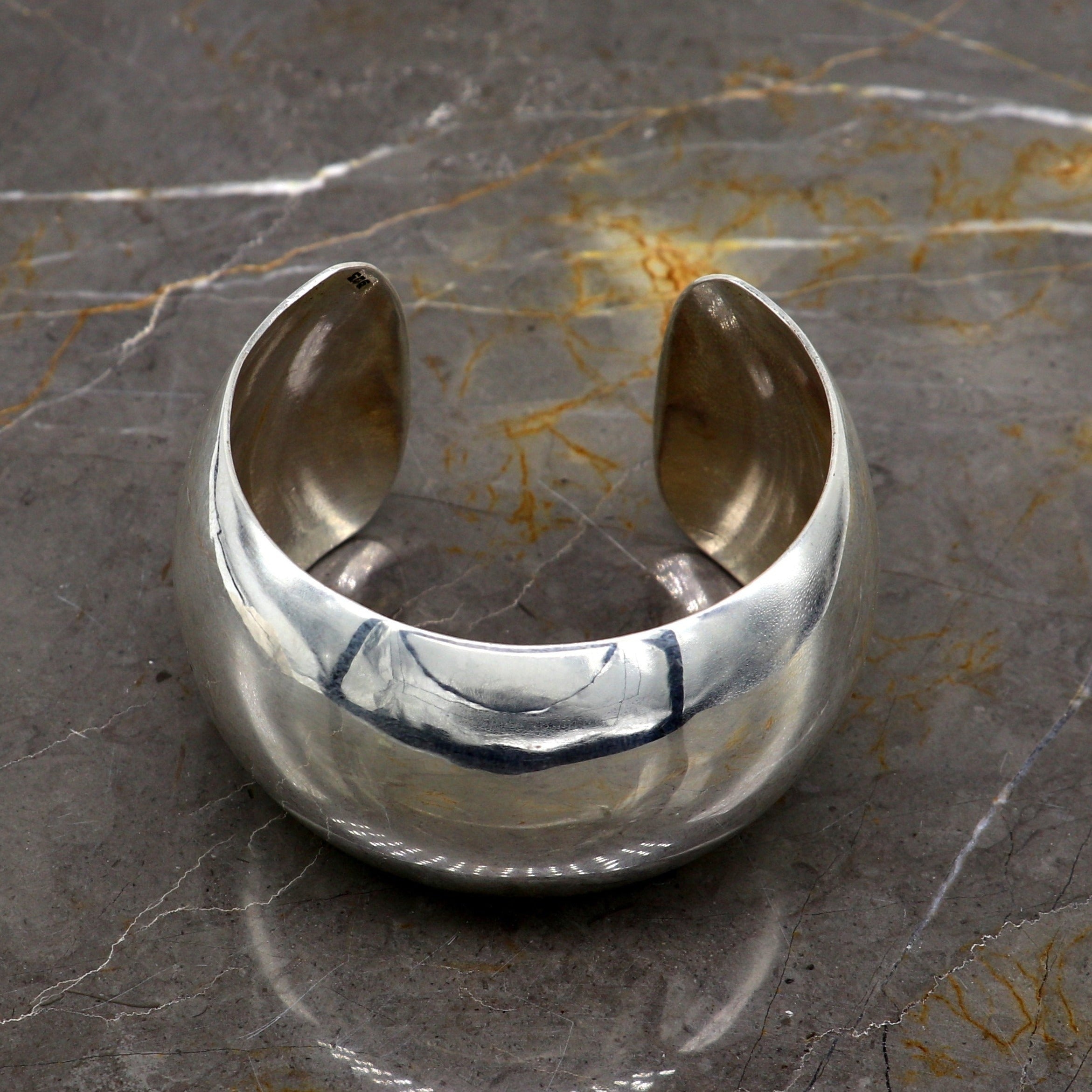 Thin Hammered Silver Cuff Bracelet – Lotus Stone Design