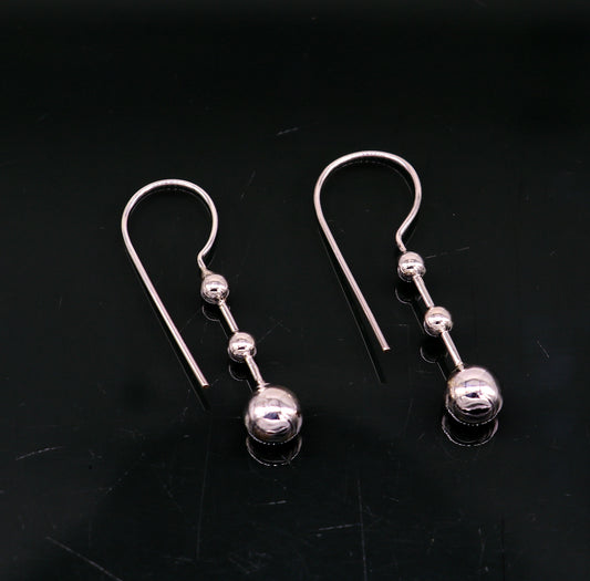 Awesome 925 sterling silver shiny drop dangle hoops earring, excellent brides collection, best gifting to her earrings from India ear650 - TRIBAL ORNAMENTS