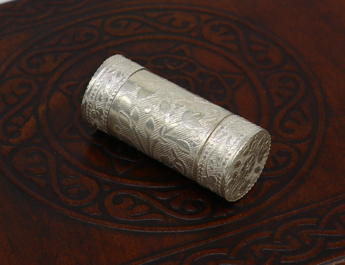 925 fine solid silver handmade small tobacco box, fennel box office & home, storage box silver utensils, silver box, men's accessories su152 - TRIBAL ORNAMENTS