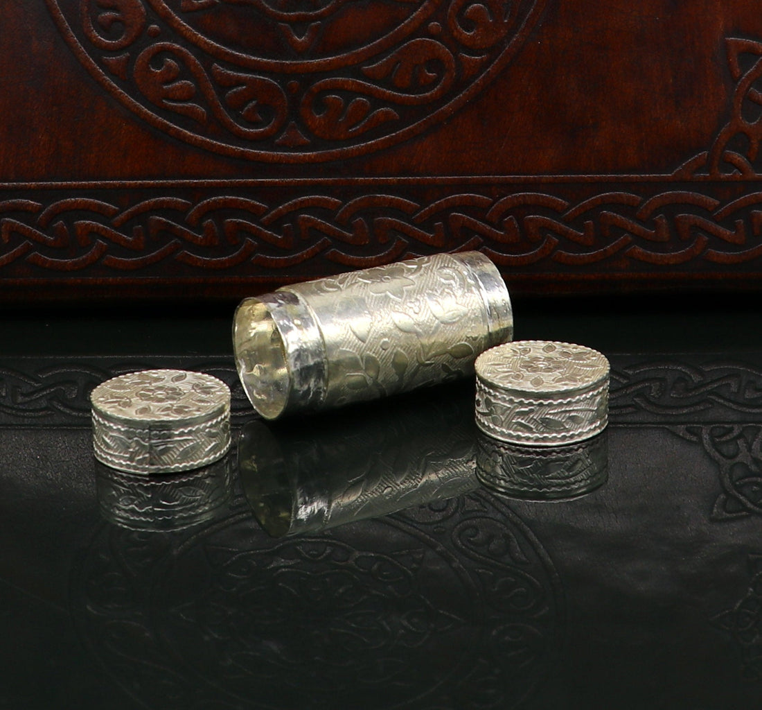 925 fine solid silver handmade small tobacco box, fennel box office & home, storage box silver utensils, silver box, men's accessories su152 - TRIBAL ORNAMENTS