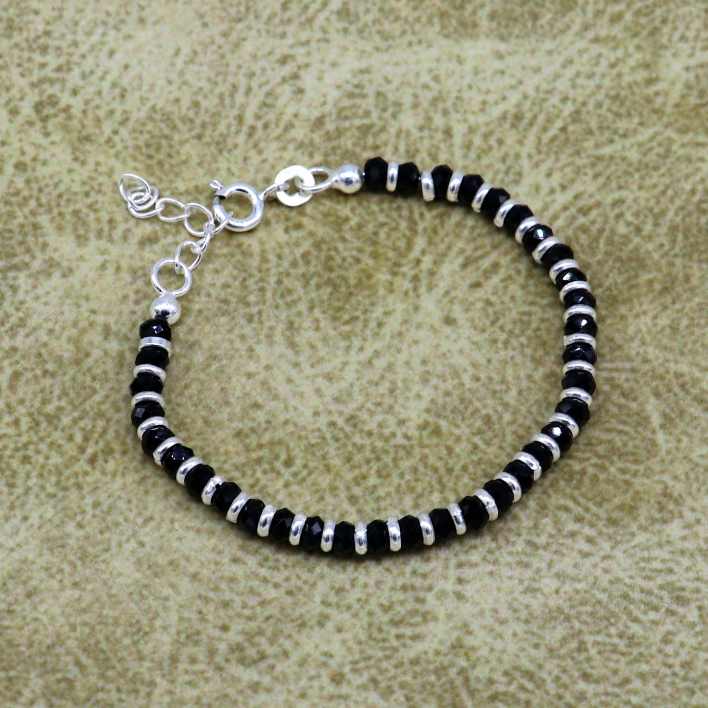 925 sterling silver customized black beaded bracelet, fabulous kids adjustable bracelet, toddlers evil eye bracelet, personalized gift bbr7 - TRIBAL ORNAMENTS