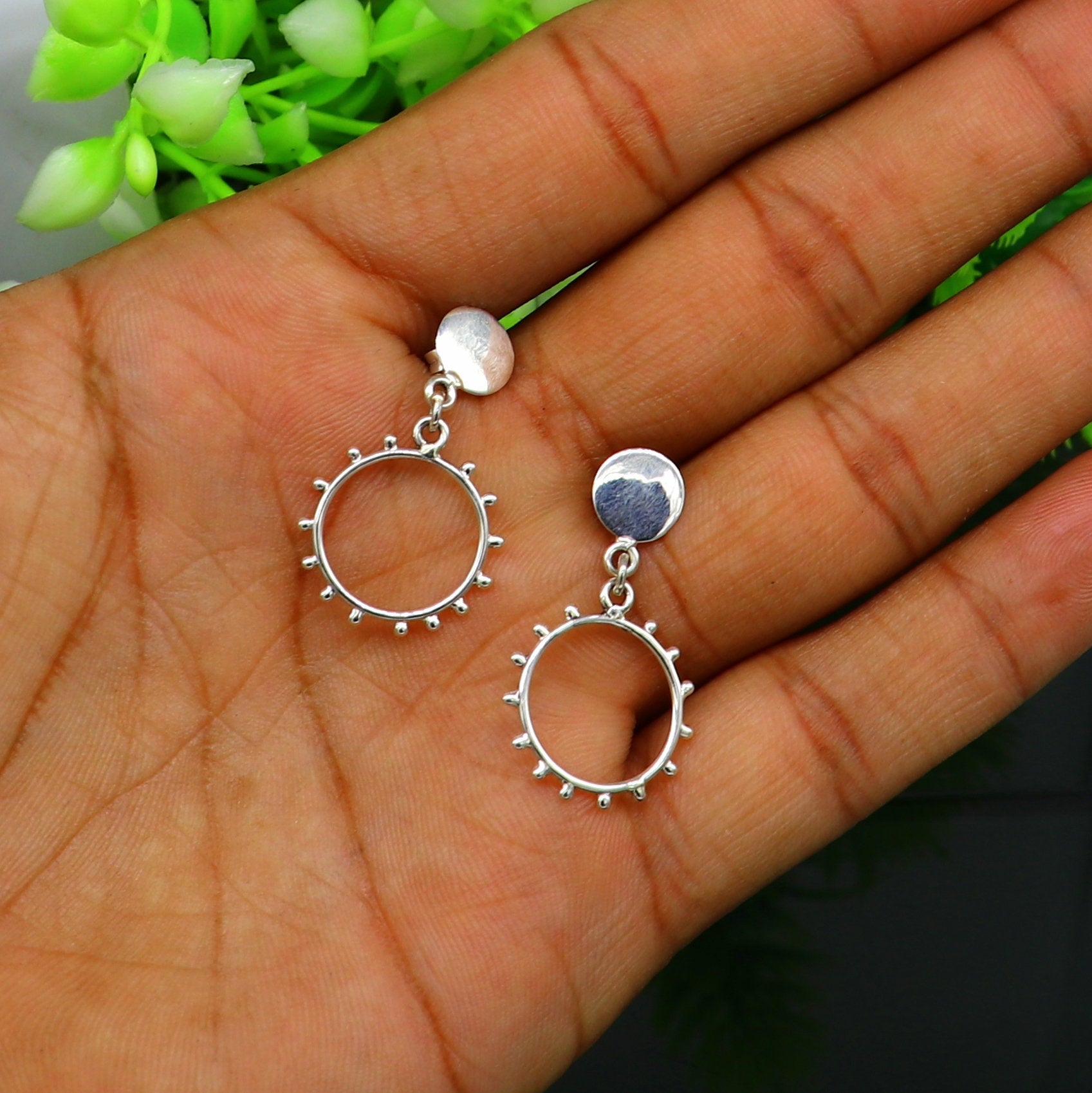 Pure 925 sterling silver customized drop dangle design fabulous hoops earring, best girl's gifting charm earring jewelry from India ear690 - TRIBAL ORNAMENTS
