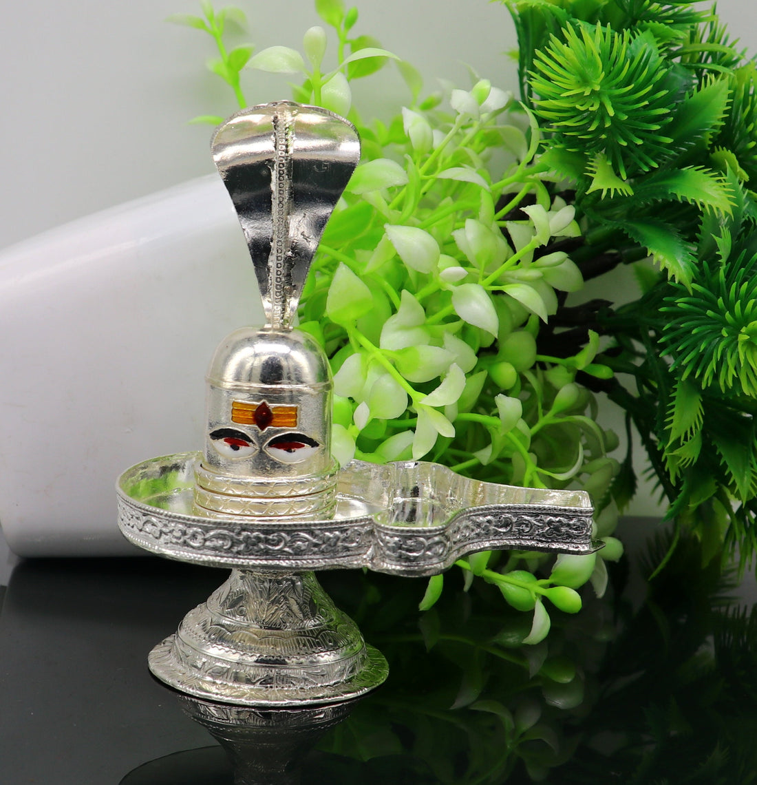4" 925 sterling silver handcrafted Lord shiva-Linga Stand, silver utensil, silver puja temple art, shiva lingam stand with serpent su162 - TRIBAL ORNAMENTS