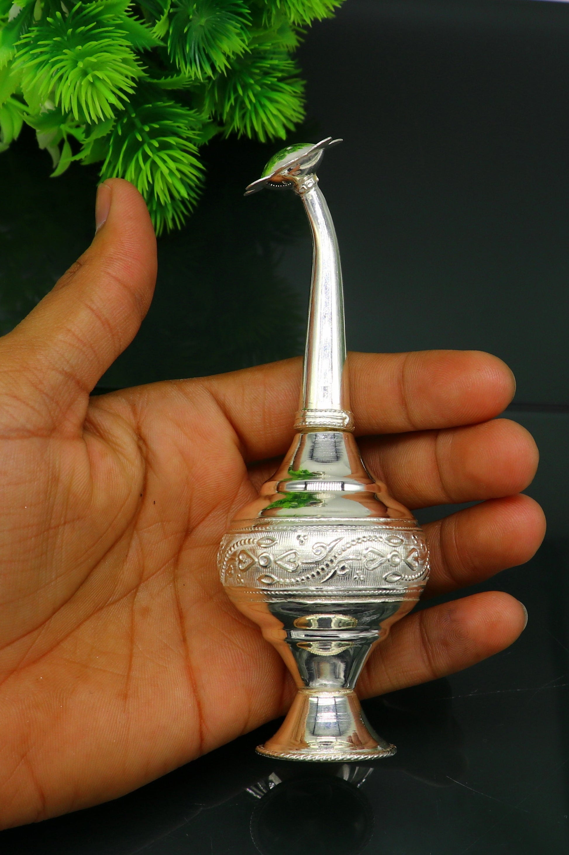 925 sterling silver customized design silver spray bottle, silver perfume bottle, royal style spray article, puja utensils, best gift su164 - TRIBAL ORNAMENTS