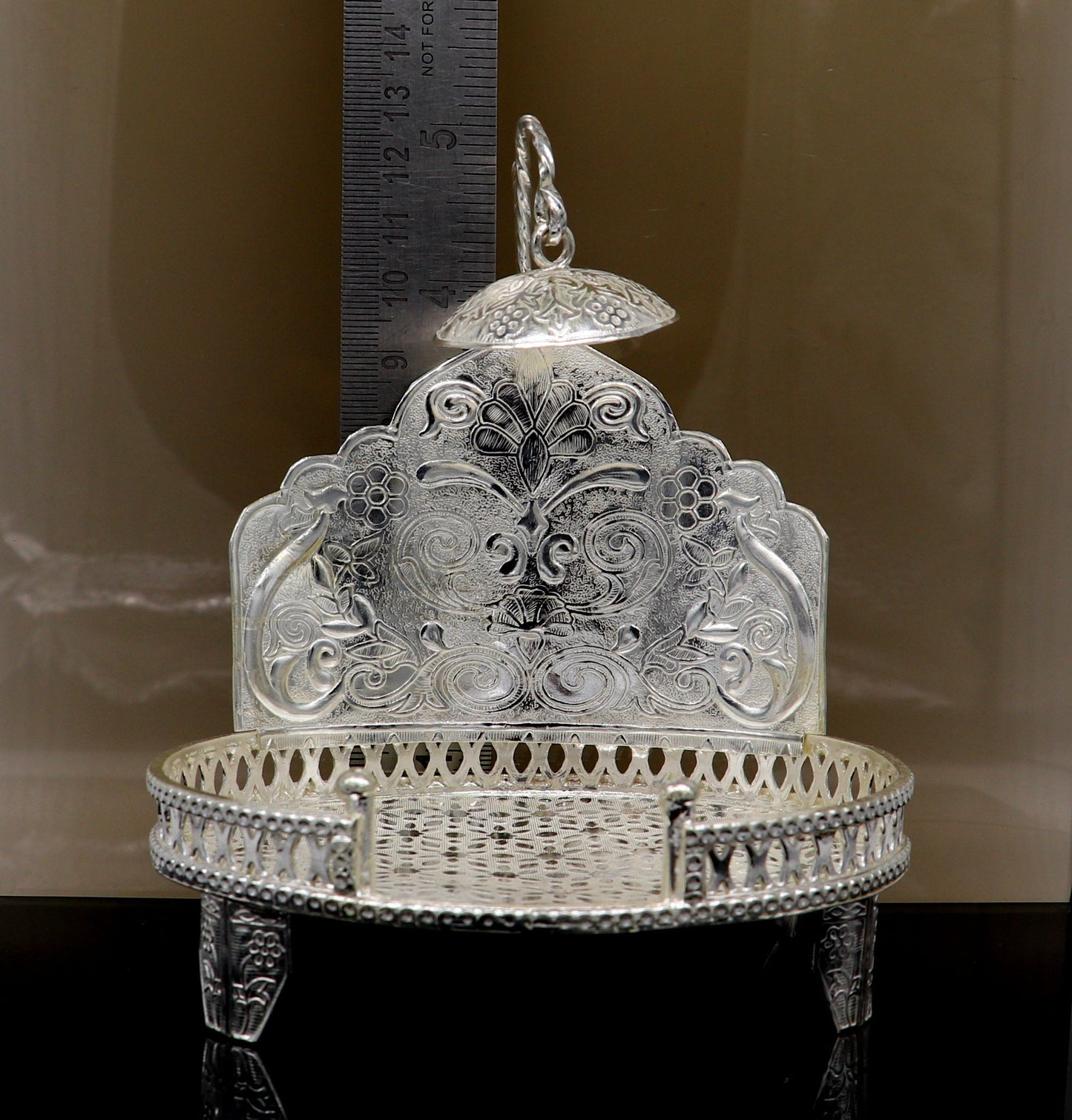 Vintage design 925 pure sterling silver Sinhasan, idol krishna Bal Gopala throne, god statue's stand chair, temple art puja article su186 - TRIBAL ORNAMENTS