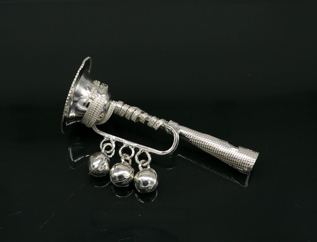 Vintage indian style sterling silver music instrument whistle baby gifting bells toy, baby krishna toy, silver whistle, temple article su194 - TRIBAL ORNAMENTS