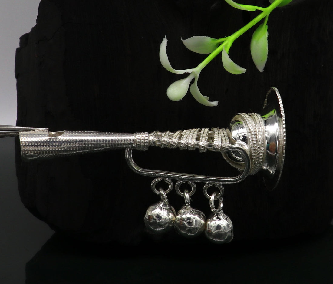 Vintage indian style sterling silver music instrument whistle baby gifting bells toy, baby krishna toy, silver whistle, temple article su194 - TRIBAL ORNAMENTS