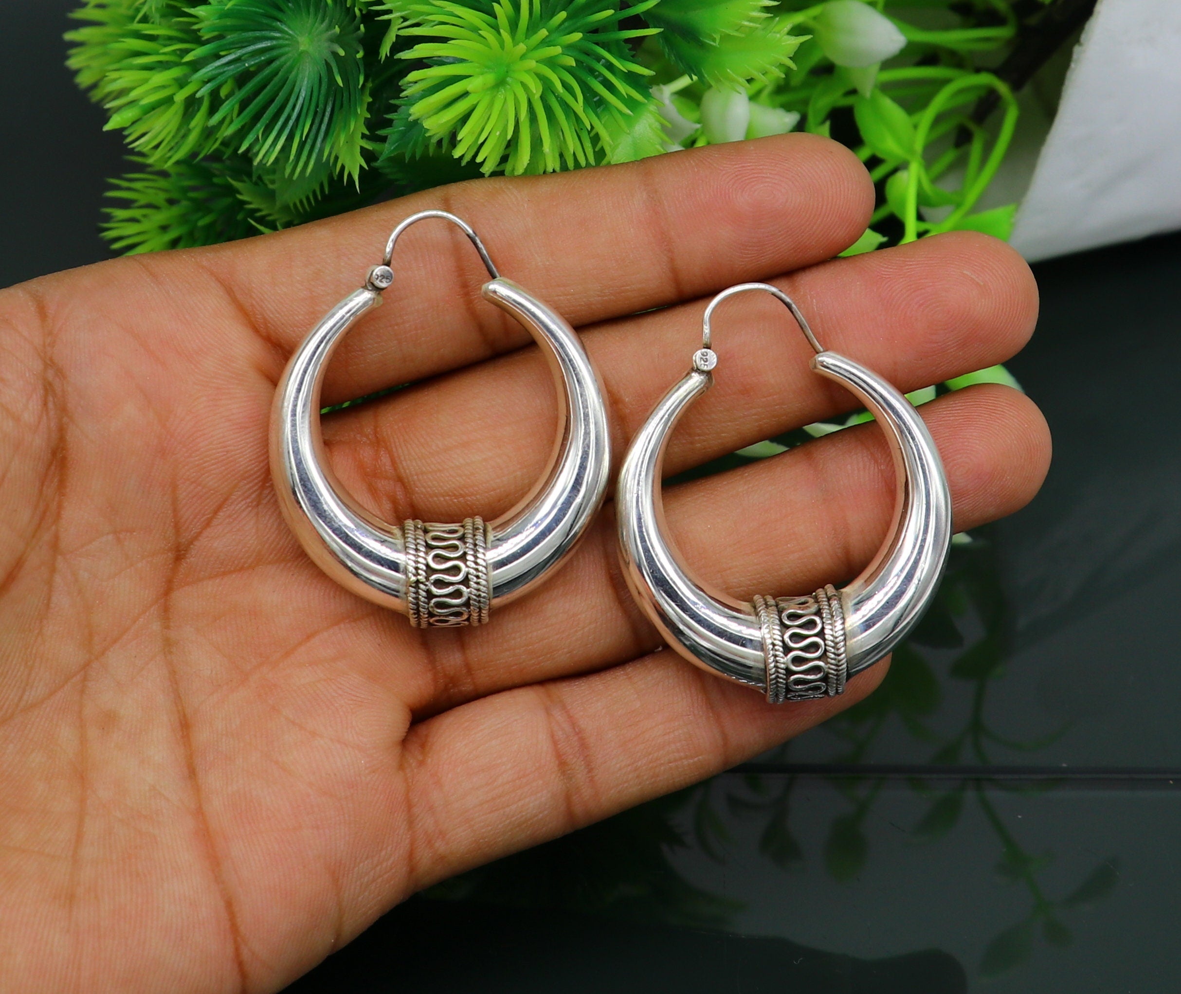 Vintage silver hoop earrings sale