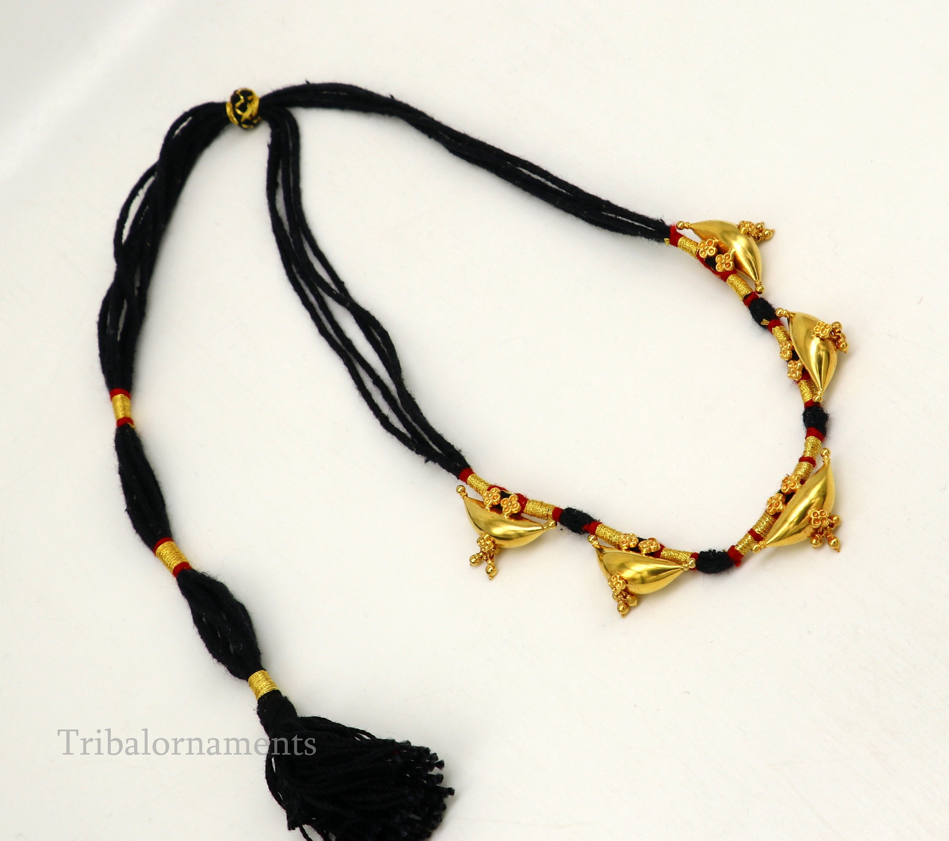 22kt yellow gold customized vintage tribal choker necklace, best gift ethnic necklace worn by tribal people of Rajasthan india  set74 - TRIBAL ORNAMENTS