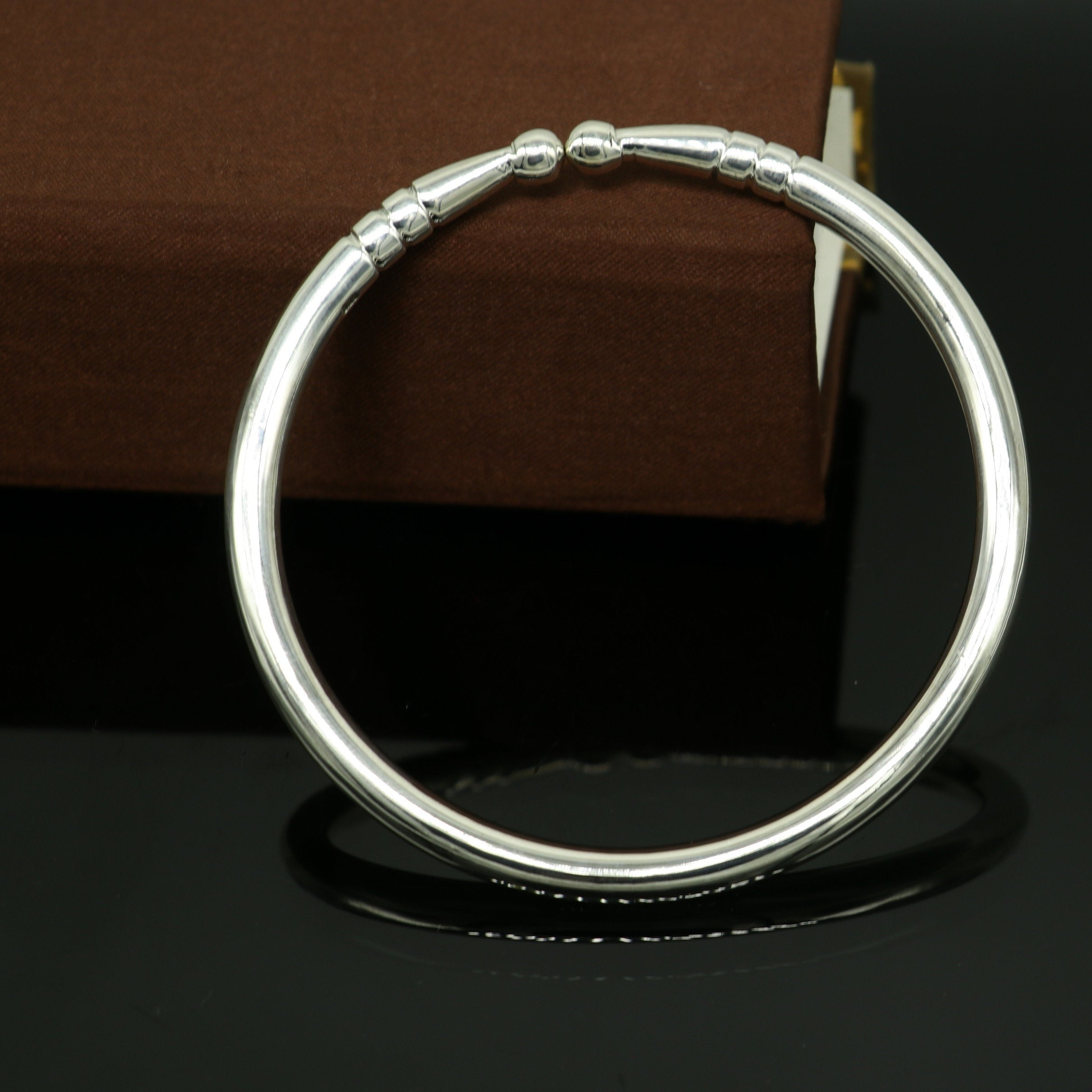Pure 925 sterling silver solid plain shiny design new born baby bangle  kada baby bracelet kada best gifting adjustable kada nbbk223  TRIBAL  ORNAMENTS