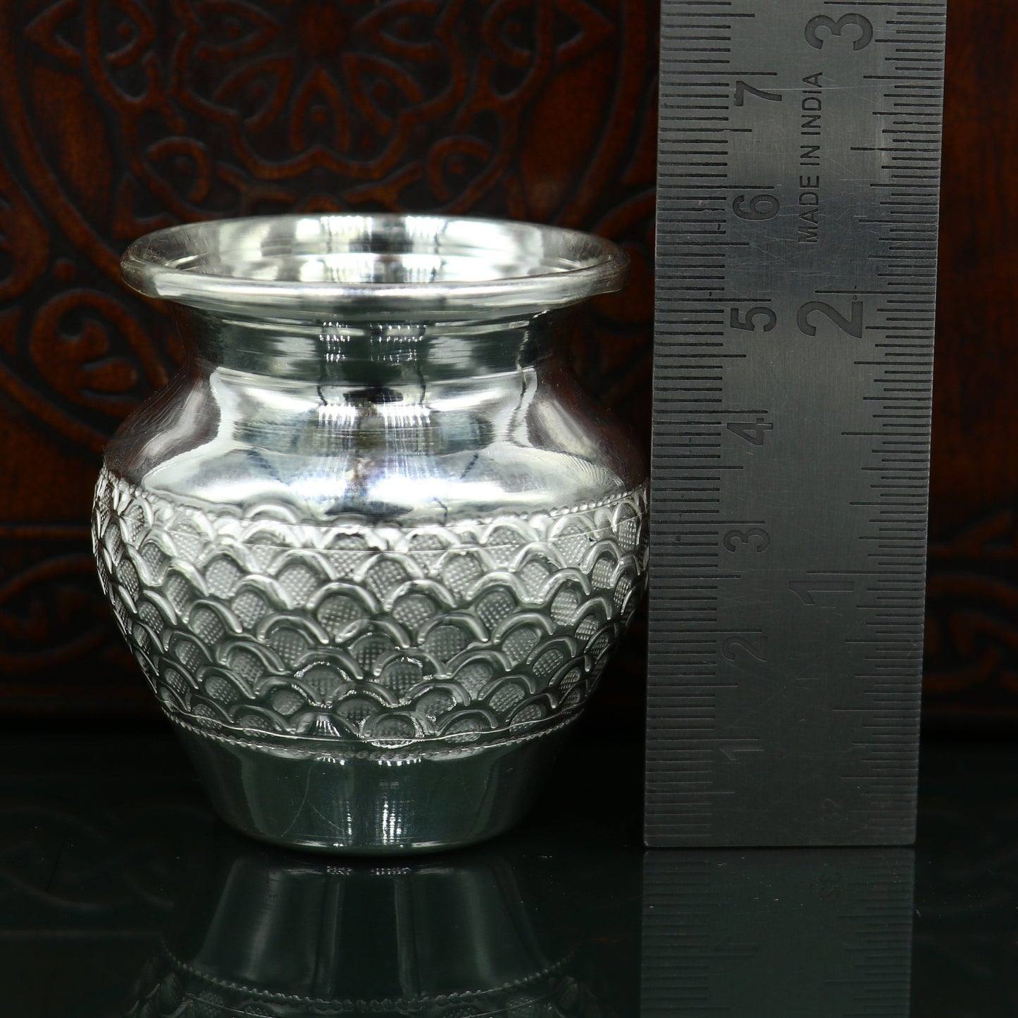 925 sterling silver handmade gorgeous kalash or pot, unique special silver puja article, water or milk kalas pot from india sv158 - TRIBAL ORNAMENTS