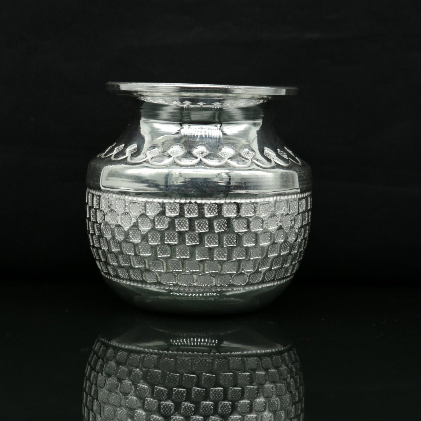 Pure 925 sterling silver handmade vintage design kalash or pot, unique special silver puja article, water or milk kalas pot from india sv160 - TRIBAL ORNAMENTS