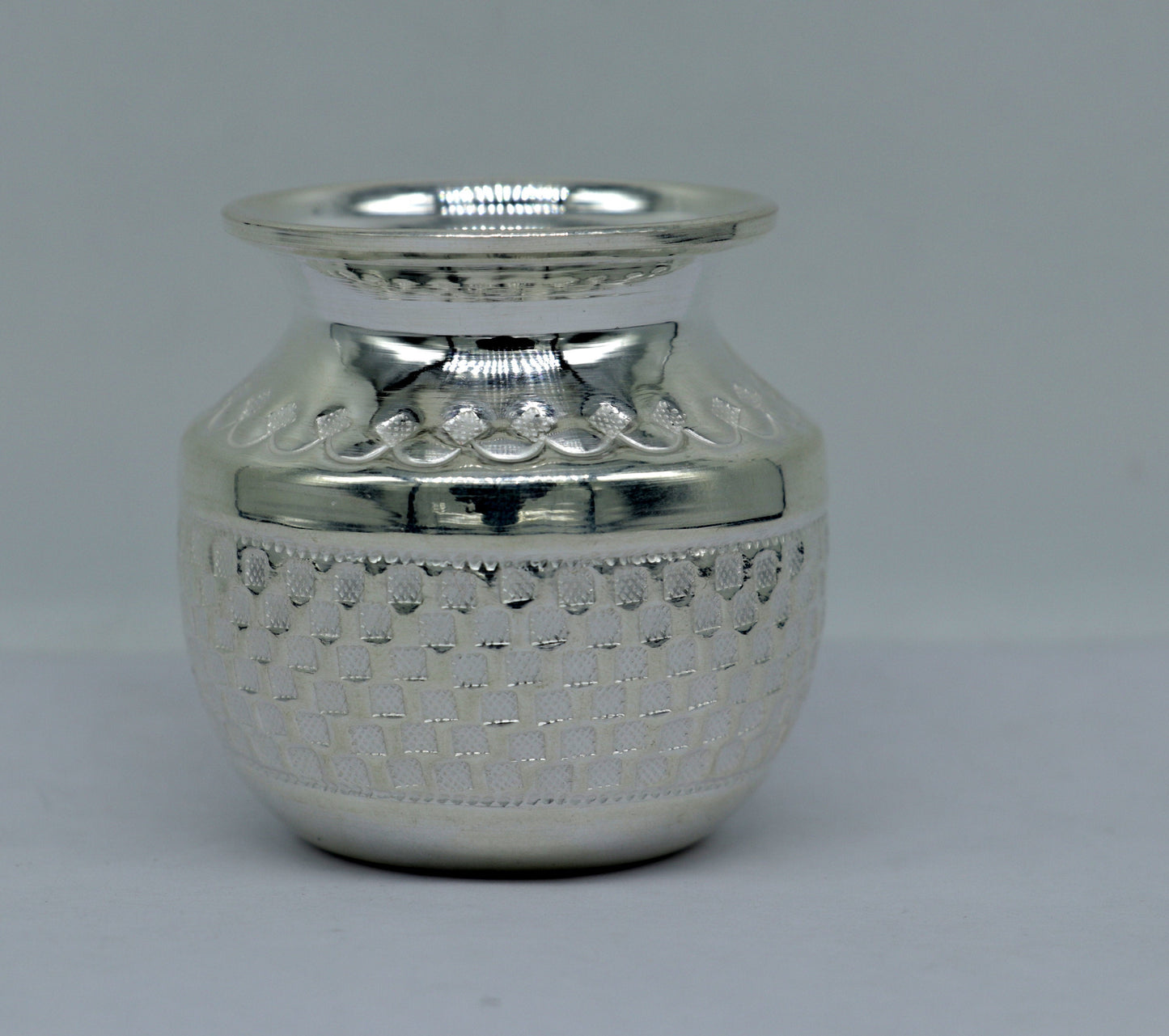 Pure 925 sterling silver handmade vintage design kalash or pot, unique special silver puja article, water or milk kalas pot from india sv160 - TRIBAL ORNAMENTS