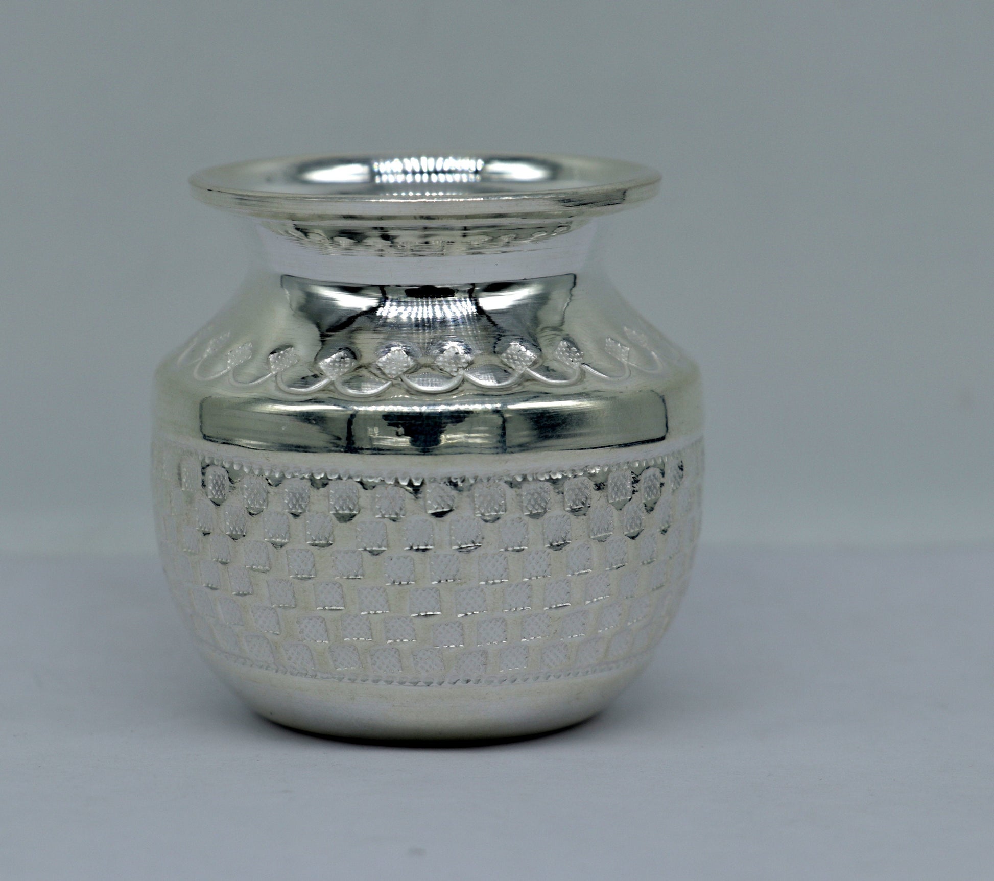 Pure 925 sterling silver handmade vintage design kalash or pot, unique special silver puja article, water or milk kalas pot from india sv160 - TRIBAL ORNAMENTS