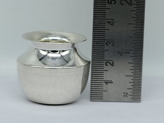 Pure 925 sterling silver handmade plain small Kalash or pot, unique special silver puja article, water or milk kalash pot india sv163 - TRIBAL ORNAMENTS