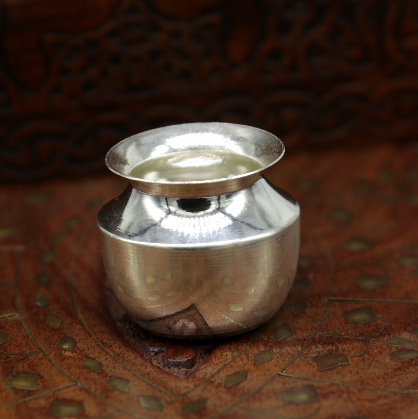 Pure 925 sterling silver handmade plain small Kalash or pot, unique special silver puja article, water or milk kalash pot india sv163 - TRIBAL ORNAMENTS