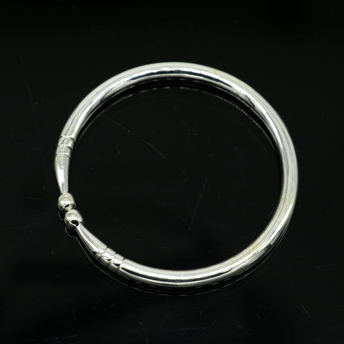 925 sterling silver exclusive plain bright design new born baby bangle kada, baby bracelet kada, best gifting adjustable kada nbbk224 - TRIBAL ORNAMENTS