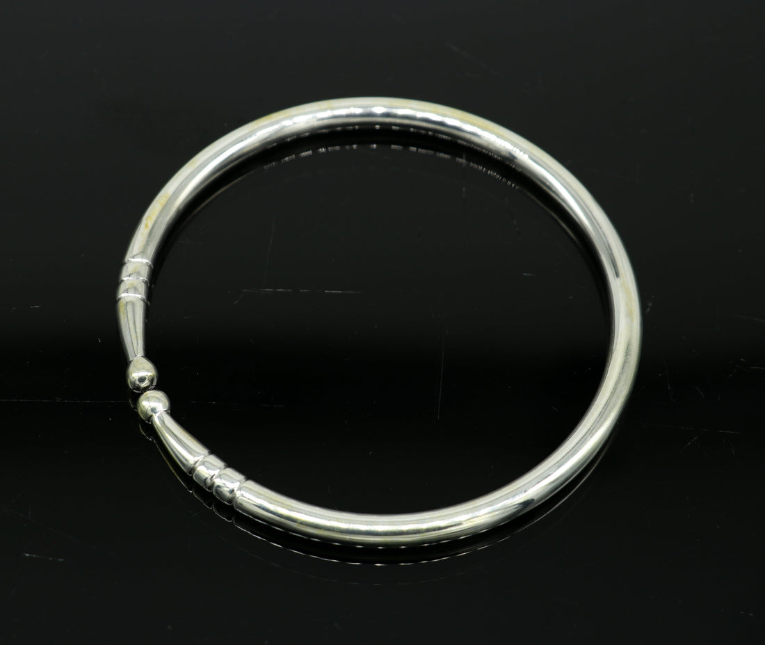 925 sterling silver solid plain shiny design unisex adjustable bangle kada, best gifting adjustable kada excellent brides jewelry nssk372 - TRIBAL ORNAMENTS