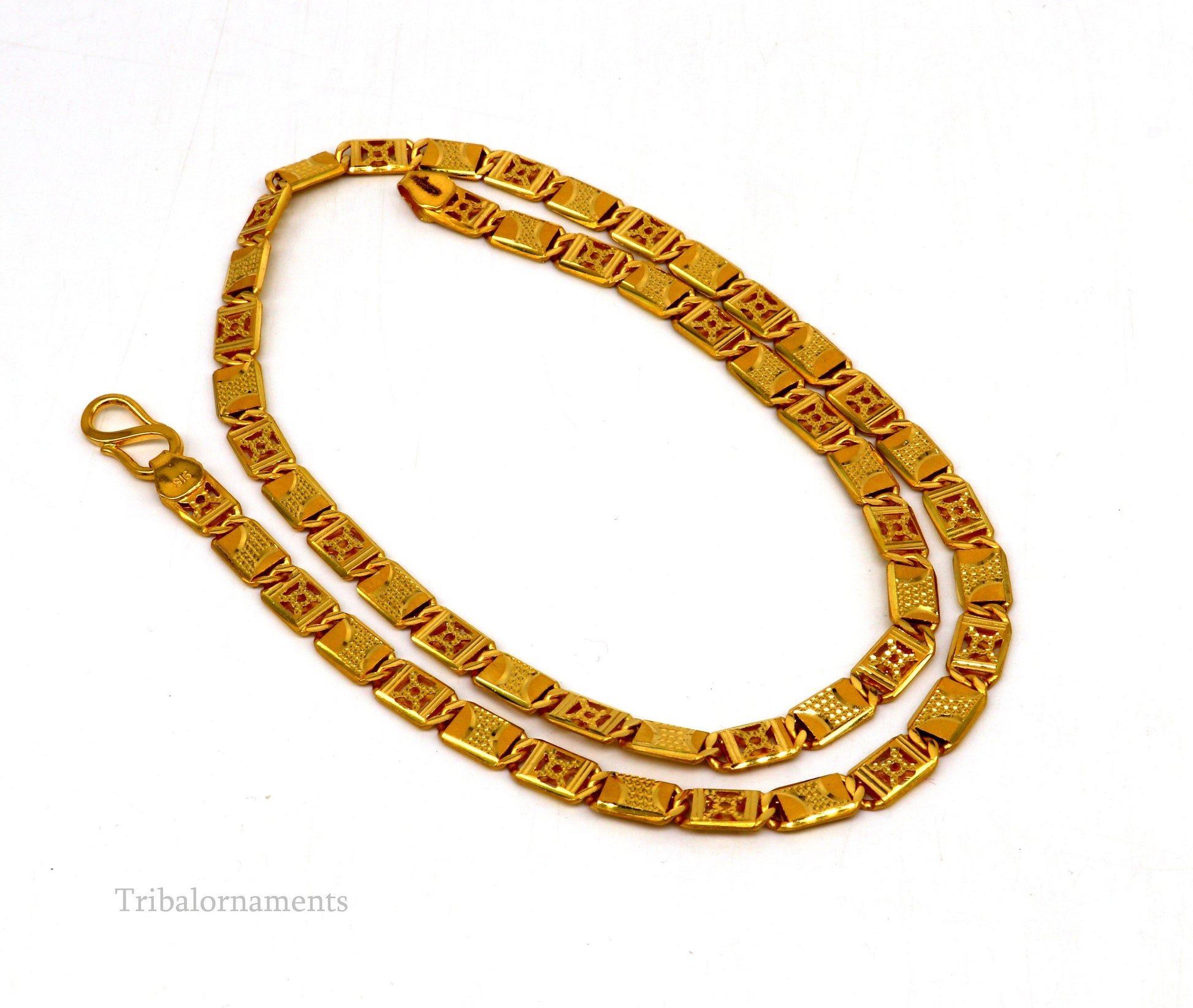 Vintage design Handmade Genuine 22 karat yellow gold gorgeous navabi chain stylish chain gifting royal jewelry from india ch259 - TRIBAL ORNAMENTS