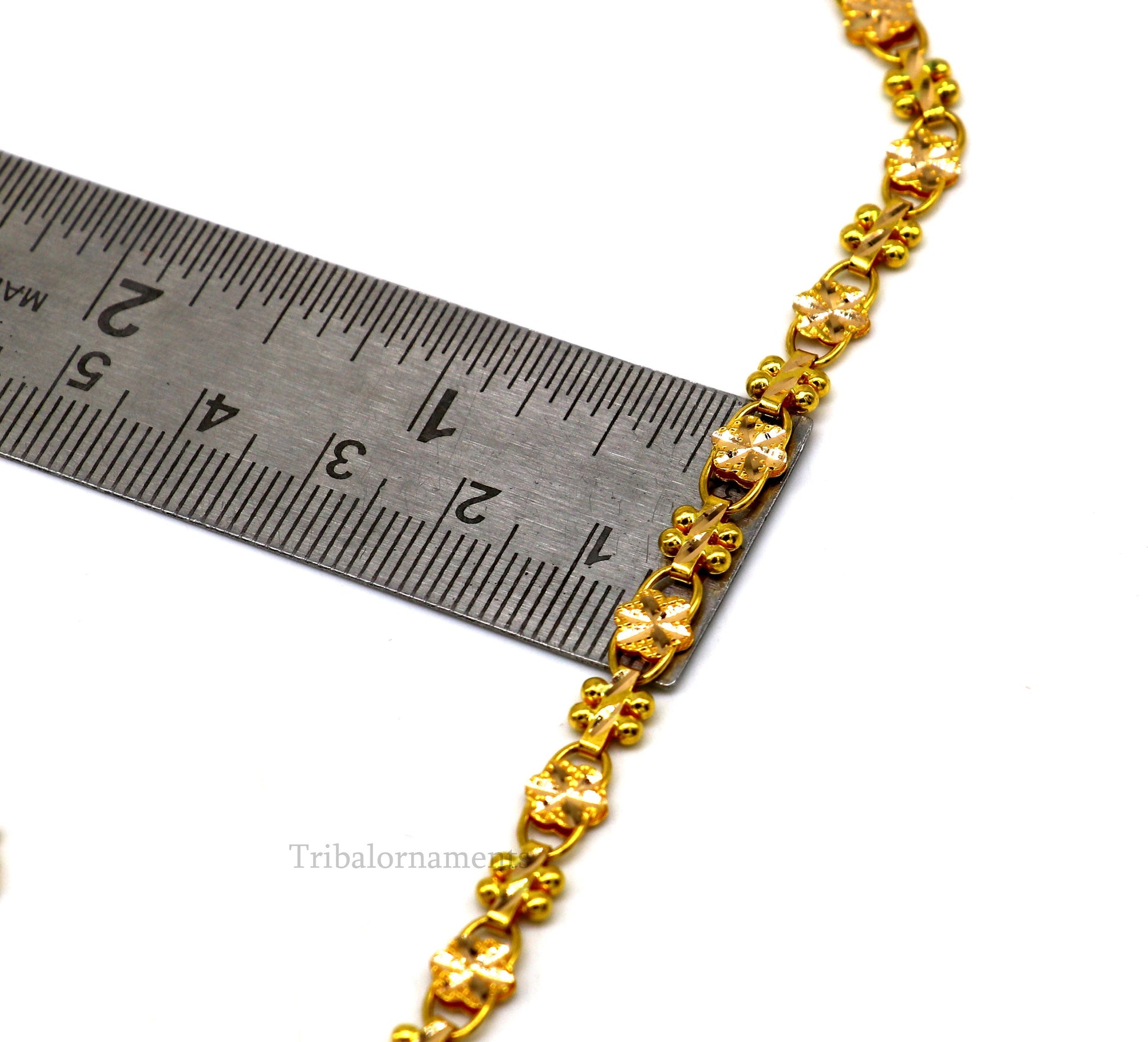 Vintage floral design Handmade Genuine 22 karat yellow gold gorgeous chain stylish chain gifting royal jewelry from india ch261 - TRIBAL ORNAMENTS